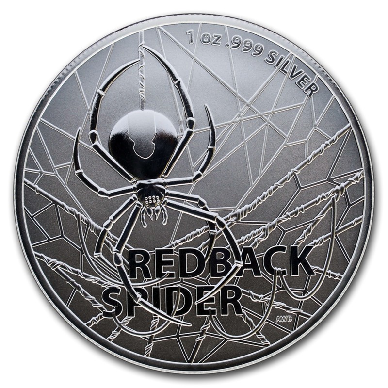 Серебряная монета Австралии "Красноспинный паук" 2020 г.в., 31.1 г чистого серебра (Проба 0,999)