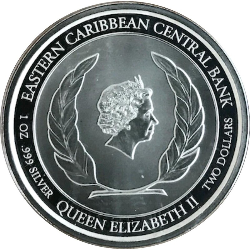 Серебряная монета Гренады "Гренада - рай для дайверов" 2019 г.в., 31.1 г чистого серебра (Проба 0,999)