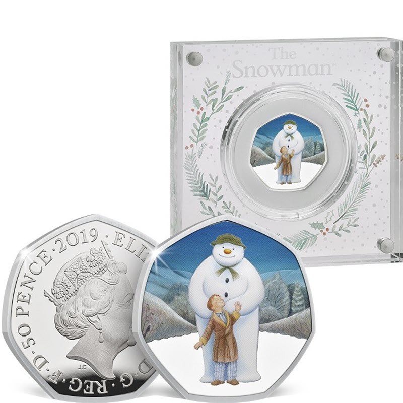 Серебряная монета Великобритании "Снеговик" 2019 г.в., 7.4 г чистого серебра (Проба 0,925)