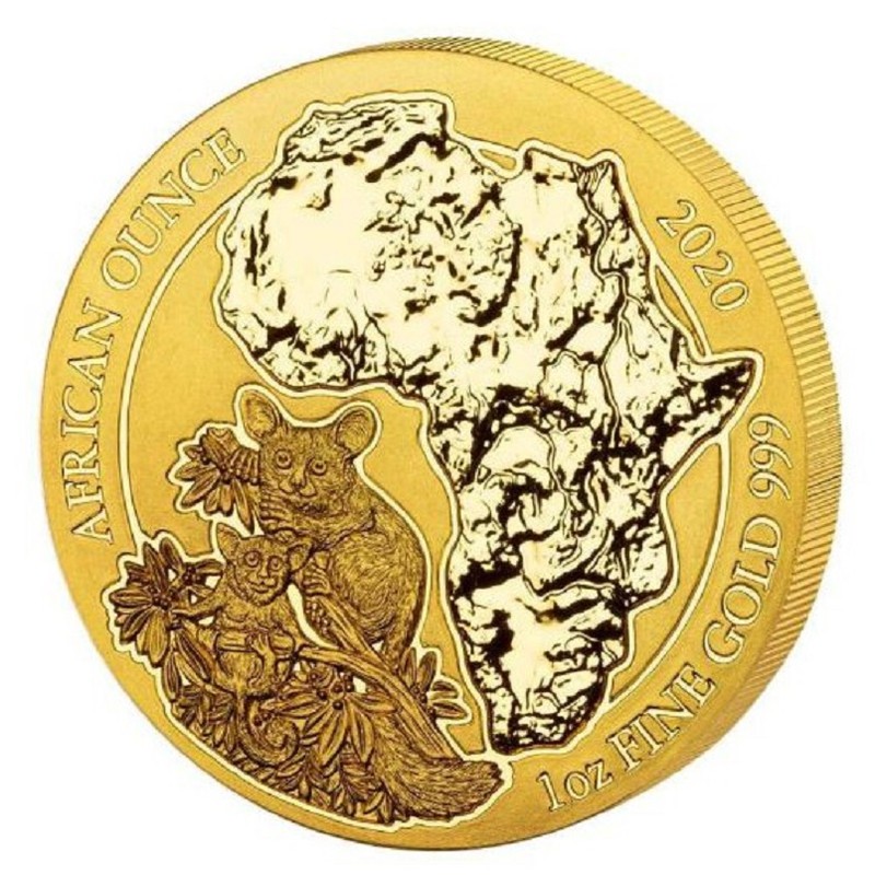 Золотая монета Руанды "Галаго (Бушбеби)" 2020 г.в., 31.1 г чистого золота (Проба 0,999)