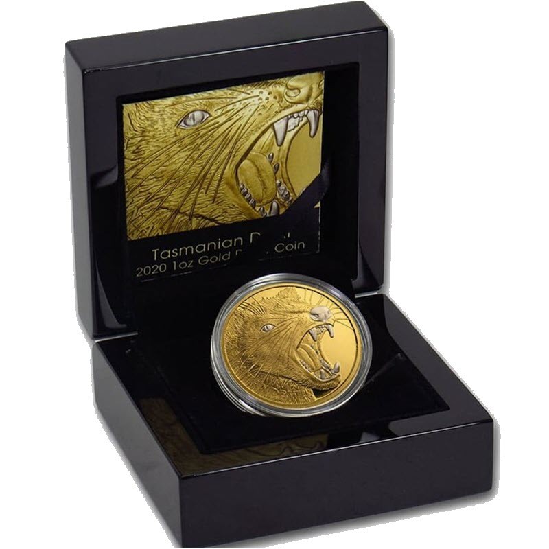 Золотая монета Ниуэ "Дикая Природа. Тасманийский дьявол" 2020 г.в., 31.1 г чистого золота (Проба 0,9999)