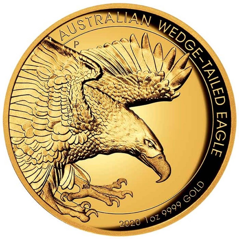 Золотая монета Австралии "Клинохвостый Орел" 2020 г.в. (высокий рельеф), 31,1 г чистого золота (Проба 0,9999)