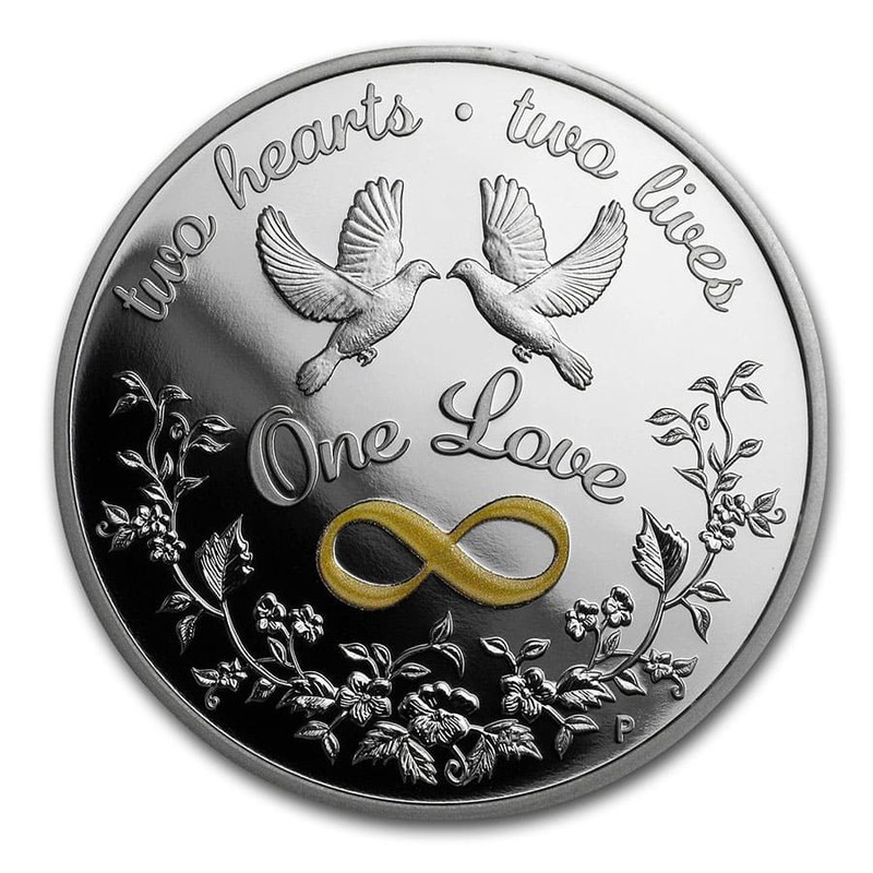 Серебряная монета Австралии "Одна Любовь" 2020 г.в., 31.1 г чистого серебра (Проба 0,999)