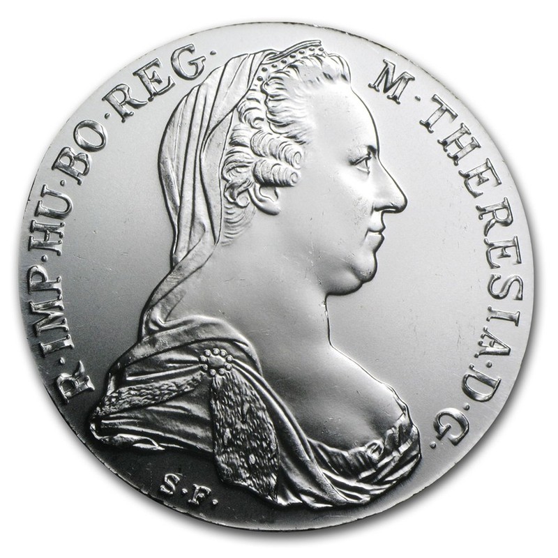 Серебряная инвестиционная монета Австрии "Талер Марии Терезии", 23,3 гр. чистого серебра (0,833 пробы)