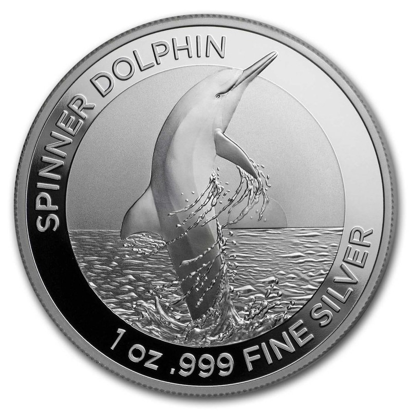 Серебряная монета Австралии "Дельфин" 2020 г.в., 31,1 г  чистого серебра (Проба 0,999)