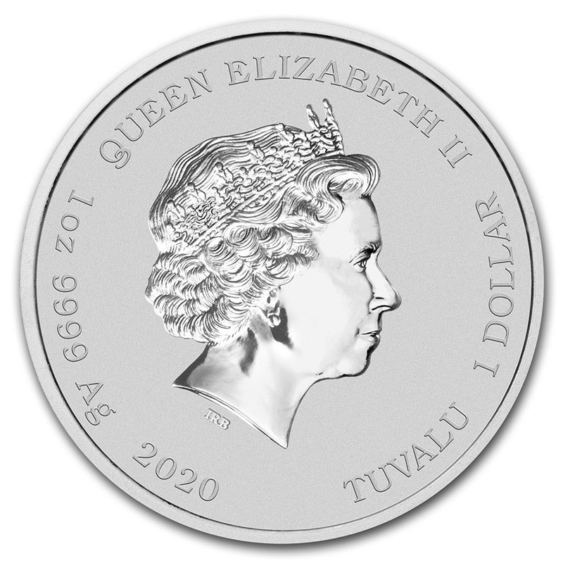 Серебряная монета Тувалу "Джеймс Бонд - Агент 007" 2020 г.в., 31.1 г чистого серебра (Проба 0,9999)