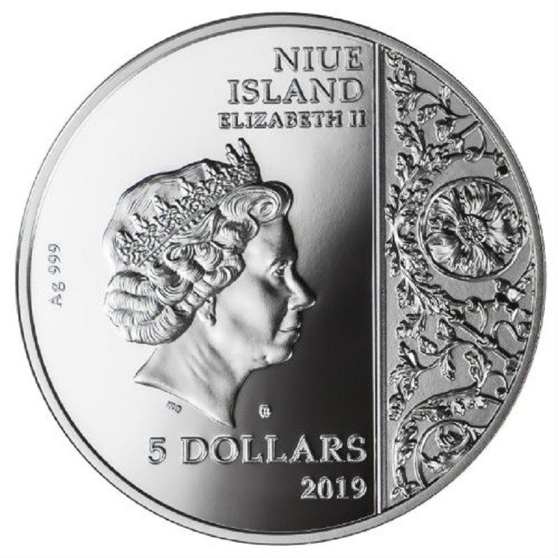 Серебряная монета Ниуэ "Пьета Микеланджело Буонарроти" 2019 г.в., 62.2 г чистого серебра (проба 0,999)