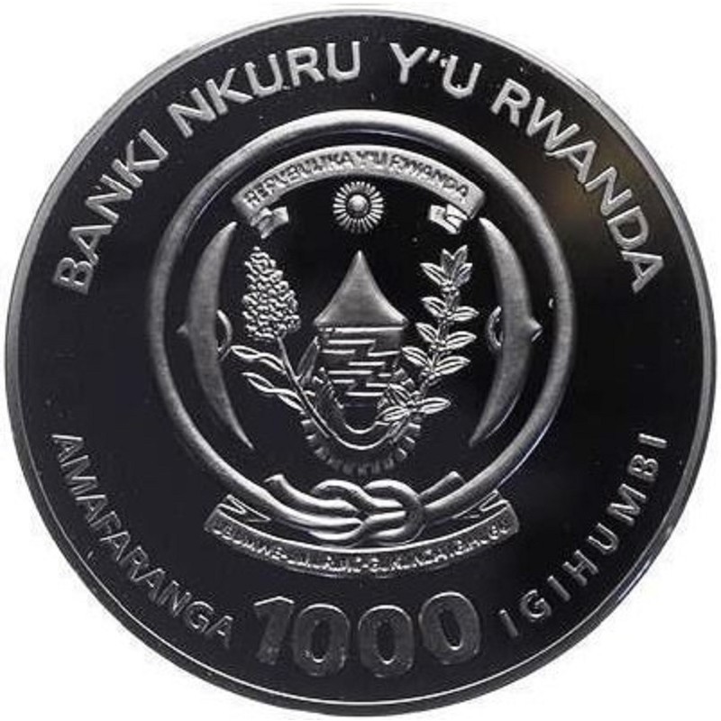 Серебряная монета Руанды "Год Тигра" 2010 г.в., 93.3 г чистого серебра (Проба 0,999)