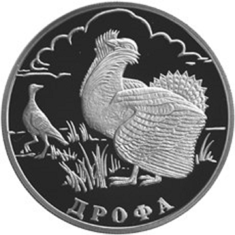 Серебряная монета России "Дрофа" 2004 г.в., 15.55 г чистого серебра (проба 0,900)