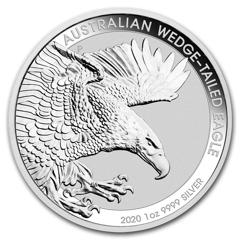 Серебряная монета Австралии "Клинохвостый орел" 2020 г.в., 31.1 г чистого серебра (Проба 0,9999)