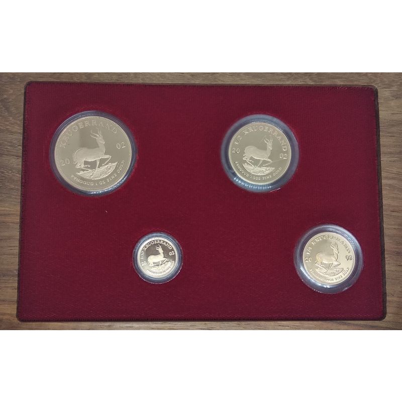 Набор из 4-х золотых монет ЮАР «Крюгерранд», 31.1 + 15.55 + 7.78 + 3.11 г чистого золота (проба 0.917)