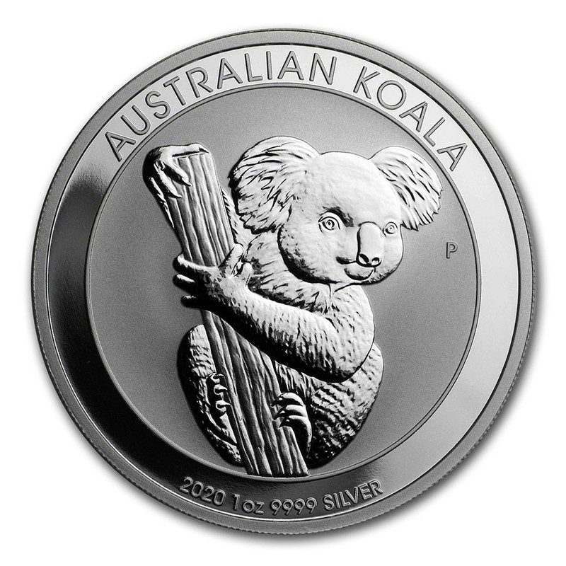 Серебряная монета Австралии «Коала» 2020 г.в., 31.1 г чистого серебра (проба 0.999)