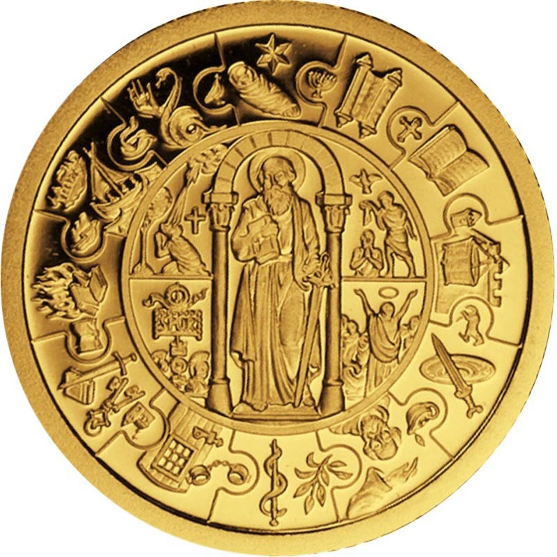 Комиссия: Золотая монета Либерии «Апостол Павел» в форме паззла 2009 г.в., 155 г чистого золота (проба 0,999)