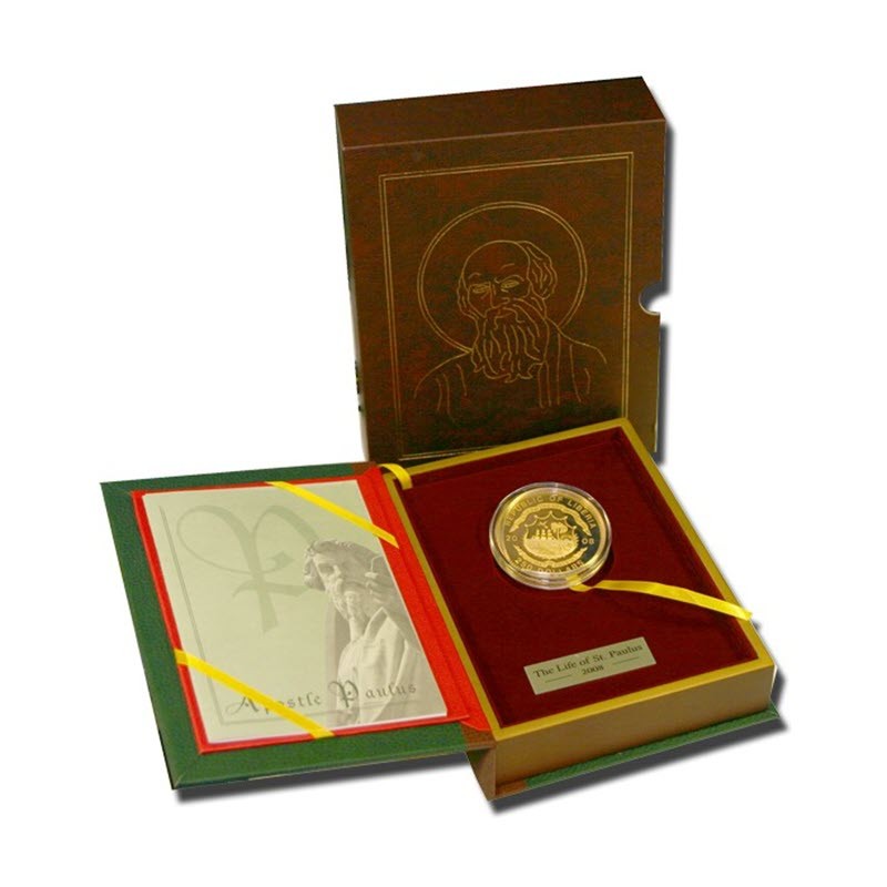 Комиссия: Золотая монета Либерии «Апостол Павел» в форме паззла 2009 г.в., 155 г чистого золота (проба 0,999)