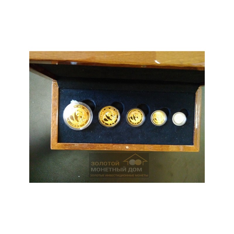 Комиссия: Набор из 5-ти золотых инвестиционных монет Китая «Панда» 1988 г.в., 59.09 г чистого золота (проба 0.999)