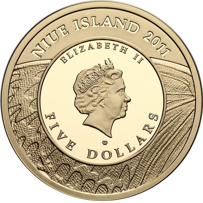 Комиссия: Золотая монета Ниуэ "Аполлон (бабочка)" 2011 г.в., 13.95 г чистого золота (Проба 0,900)