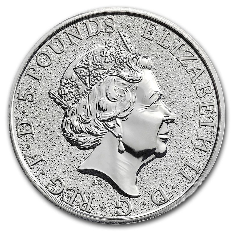 Серебряная монета Великобритании «Лев Англии» 2016 г.в., 62.2 г чистого серебра (проба 0.9999)