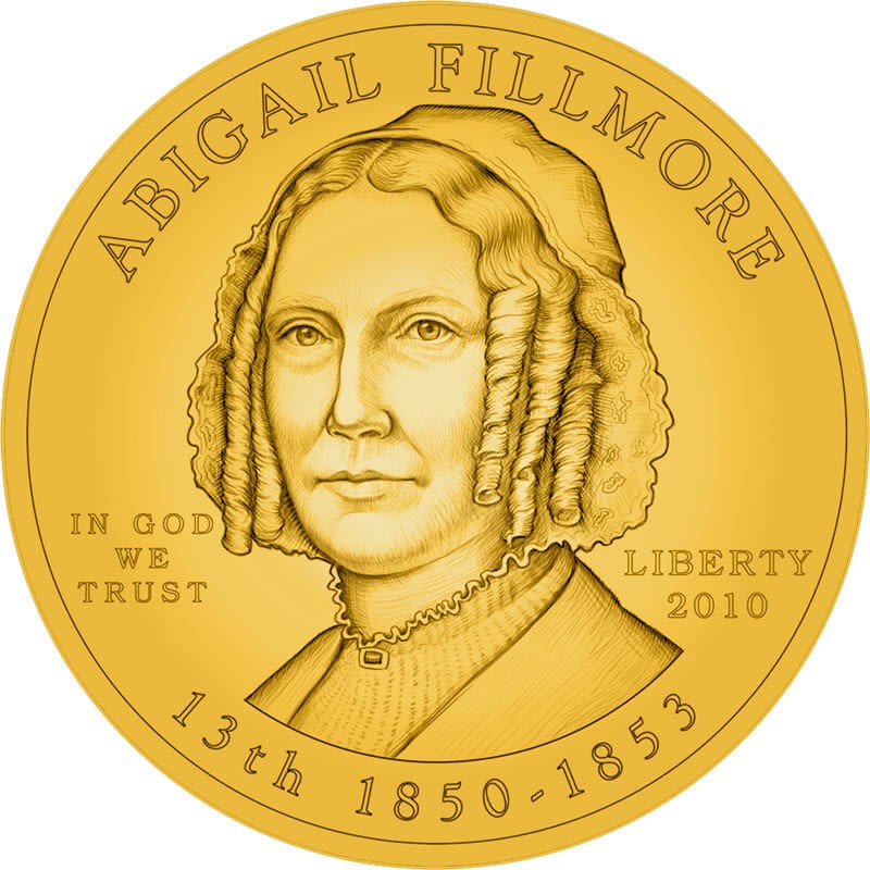 Комиссия: Золотая памятная монета США «Супруга 13-го Президента США Эбигейл Филлмор» 2010 г.в., 15.55 г чистого золота (проба 0.9999)