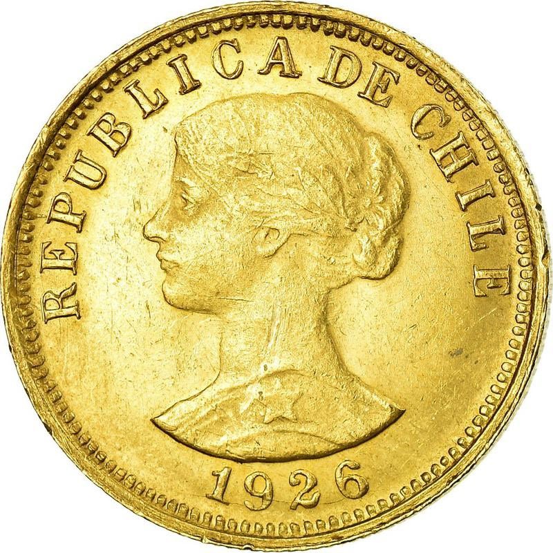 Комиссия: Золотая памятная монета Чили «50 песо», 9.15 г чистого золота (проба 0,900)