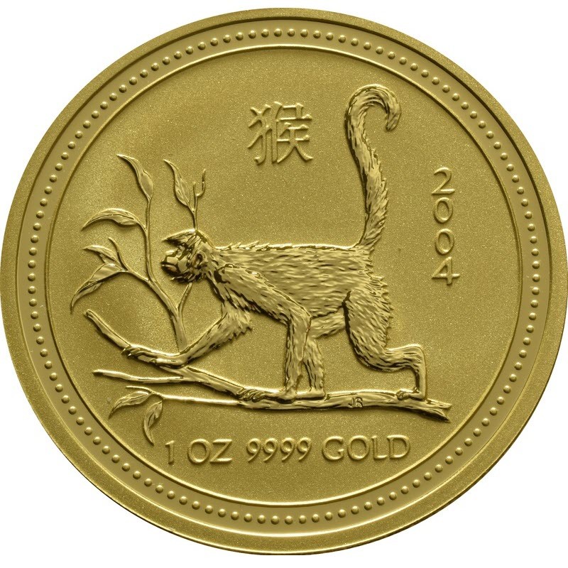 Комиссия: Золотая инвестиционная монета Австралии из серии Лунар I «Год Обезьяны» 2004 г.в., 31.1 г чистого золота (проба 0,9999)