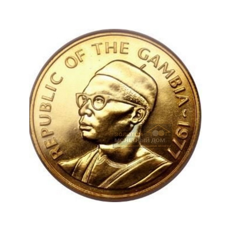Комиссия: Золотая памятная монета Гамбии "Антилопа Ситатунга" 1977 г.в., 30,09 г чистого золота (проба 0,900)