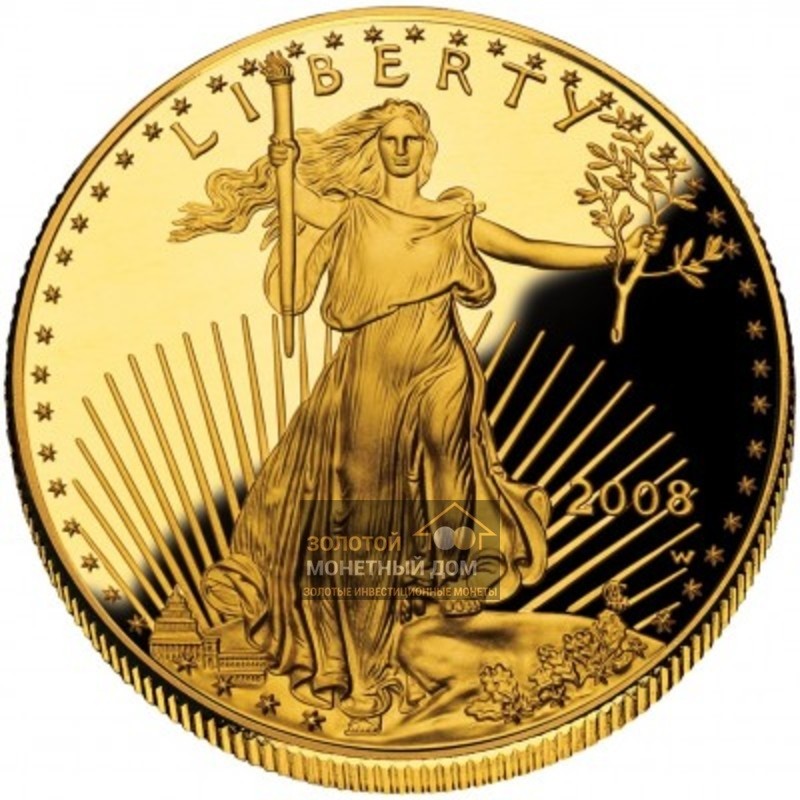Комиссия: Золотая инвестиционная монета США «Американский Орел» (пруф),31.1 г чистого золота (проба 0,9167)