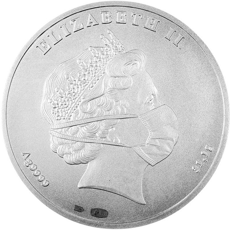 Серебряный жетон "COVID-19", 31.1 г чистого серебра (проба 0,9999)