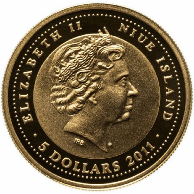 Золотая монета Ниуэ "Год Дракона" 2011 г.в., 7.74 г чистого золота (Проба 0,900)