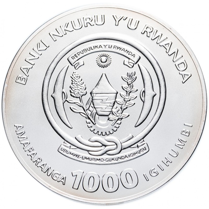 Серебряная монета Руанды "Год Быка" 2009 г.в., 93.3 г чистого серебра (Проба 0.925)