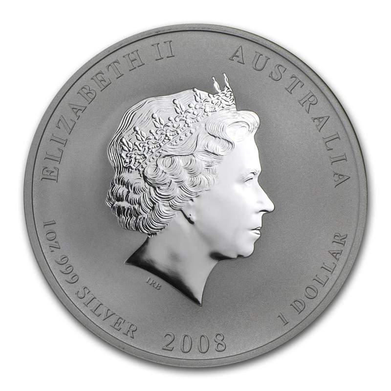 Серебряная монета Австралии "Год Крысы (Мыши)" 2008 г.в. (с цветным изображением), 31.1 г чистого серебра (Проба 0,999)
