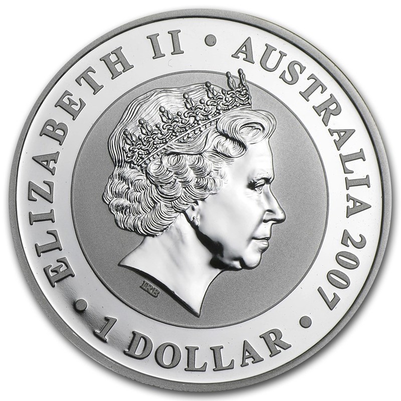 Серебряная монета Австралии "Коала", 2007 г.в., 31.1 г чистого серебра (Проба 0,999)