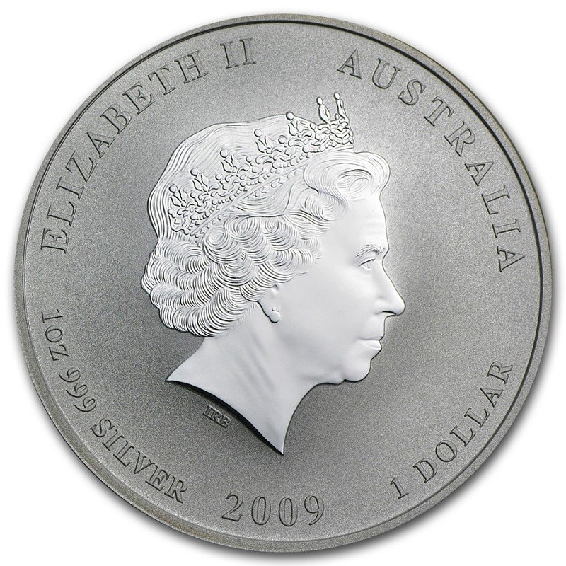 Серебряная монета Австралии "Год Быка" (с цветным изображением) 2009 г.в., 31.1 г чистого серебра (проба 0,9999)