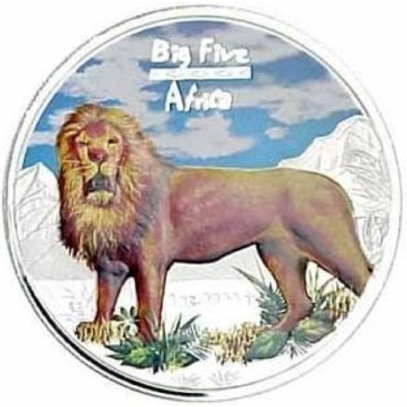 Серебряная монета Конго "Большая пятерка Африки - Лев" 2008 г.в., 31.1 г чистого серебра (Проба 0,999)