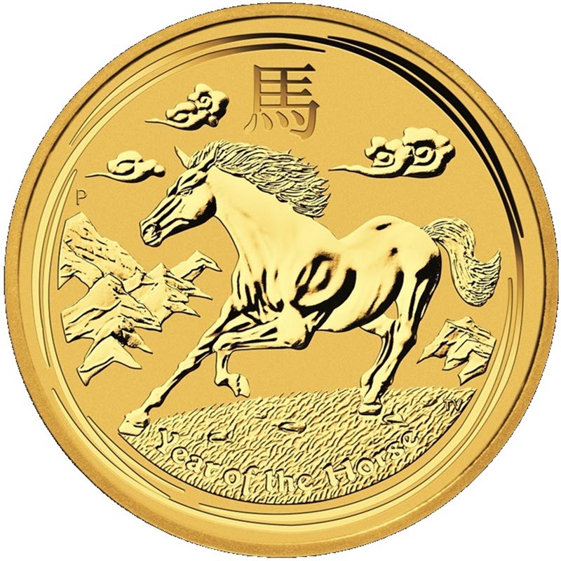 Комиссия: Золотая инвестиционная монета Австралии «Год Лошади» 2014 г.в., 7,78 г чистого золота (проба 0,9999)