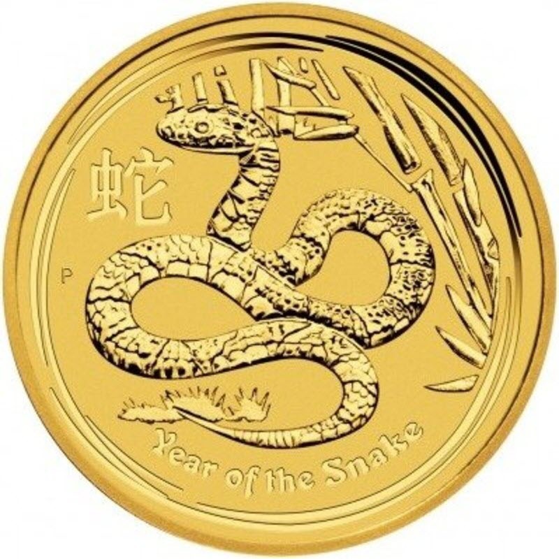 Комиссия: Золотая инвестиционная монета Австралии «Год Змеи» 2013 г.в., 7,78 г чистого золота (проба 0,9999)