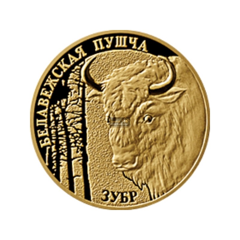Комиссия: Золотая памятная монета Беларуси «Беловежская пуща. Зубр» 2006 г.в., 7,2 г чистого золота (проба 0,900)