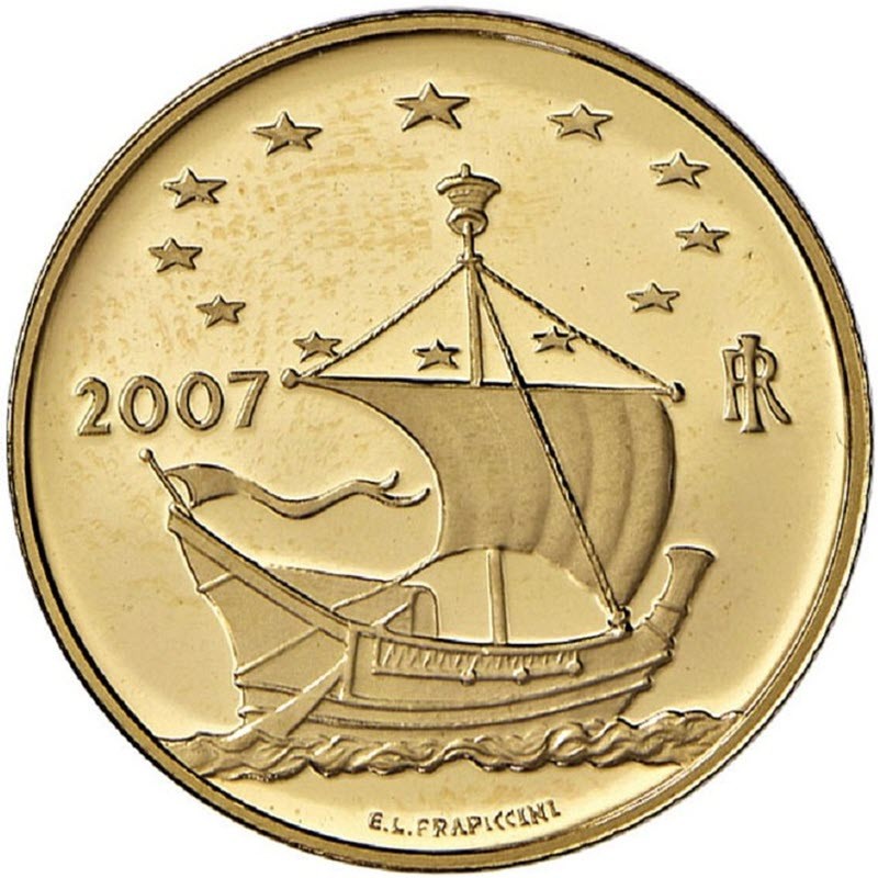 Комиссия: Золотая памятная монета Италии "Европейское искусство. Ирландия" 2007 г.в., 5.81 г чистого золота (проба 0,900)
