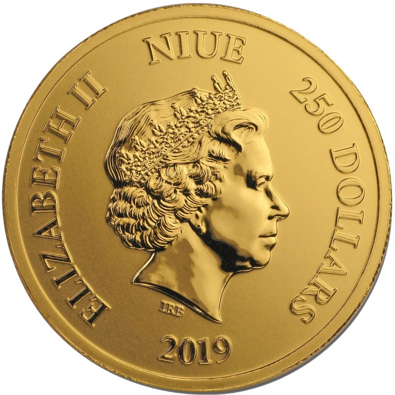 Комиссия: Золотая инвестиционная монета Ниуэ "Год Свиньи" 2019 г.в., 31,1 г чистого золота (проба 0,9999)