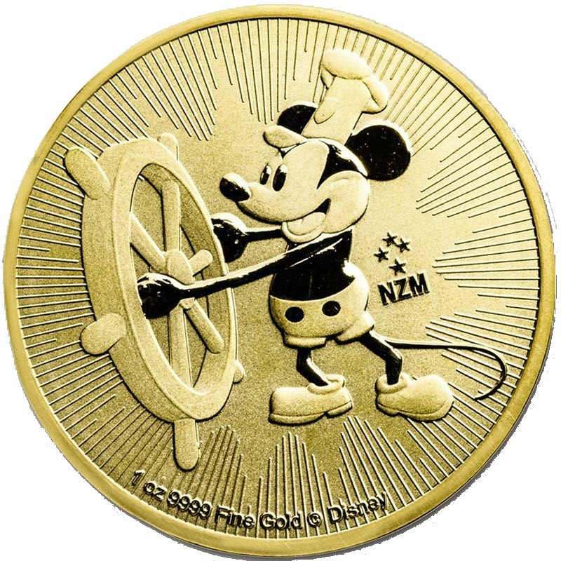 Комиссия: Золотая памятная монета Ниуэ «Микки Маус» 2017 г.в., 31.1 г чистого золота (проба 0.9999)