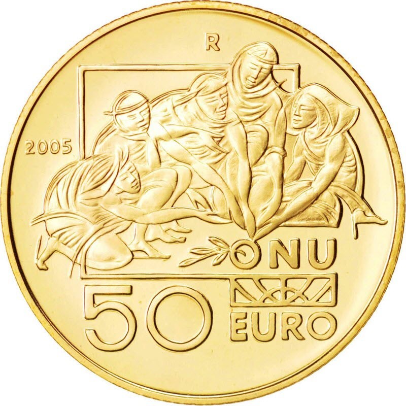 Комиссия: Золотая памятная монета Сан-Марино "Международный день мира" 2005 г.в., 14.51 г чистого золота (проба 0,900)