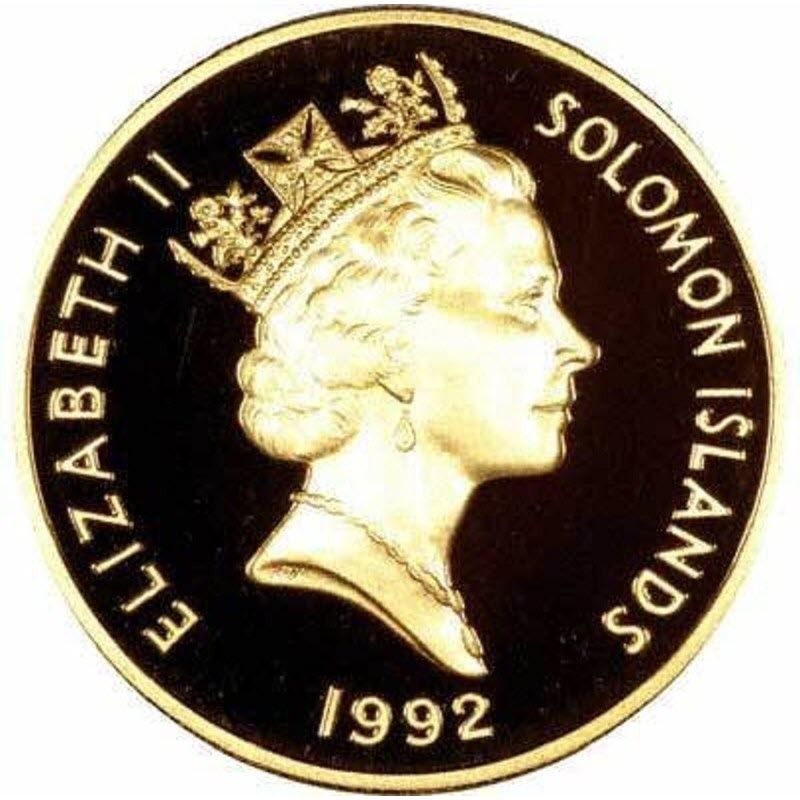 Комиссия: Золотая памятная монета Соломоновых островов "50 лет битвы в Коралловом море" 1992 г.в., 7,8 г чистого золота (проба 0,999)