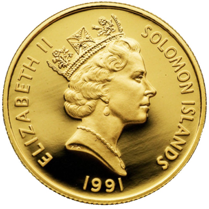 Комиссия: Золотая памятная монета Соломоновых островов "50 лет нападения на Перл-Харбор" 1991 г.в., 7,8 г чистого золота (проба 0,999)