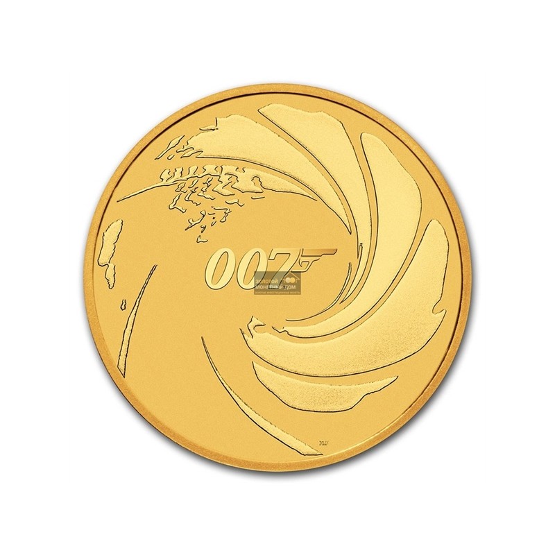 Комиссия: Золотая памятная монета Тувалу "Джеймс Бонд - Агент 007" 2020 г.в., 31,1 г чистого золота (проба 0,9999)