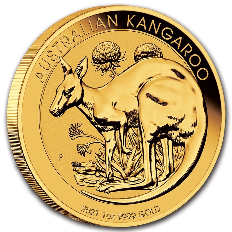 Золотая инвестиционная монета Австралии "Кенгуру" 2021 г.в.,  31.1 г чистого золота (проба 0.9999)