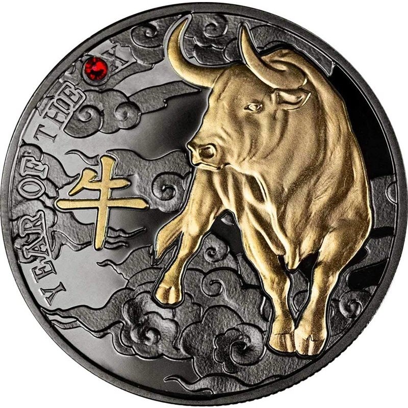 Серебряная монета Камеруна "Год Быка" 2021 г.в., 10 г чистого серебра (Проба 0,999)