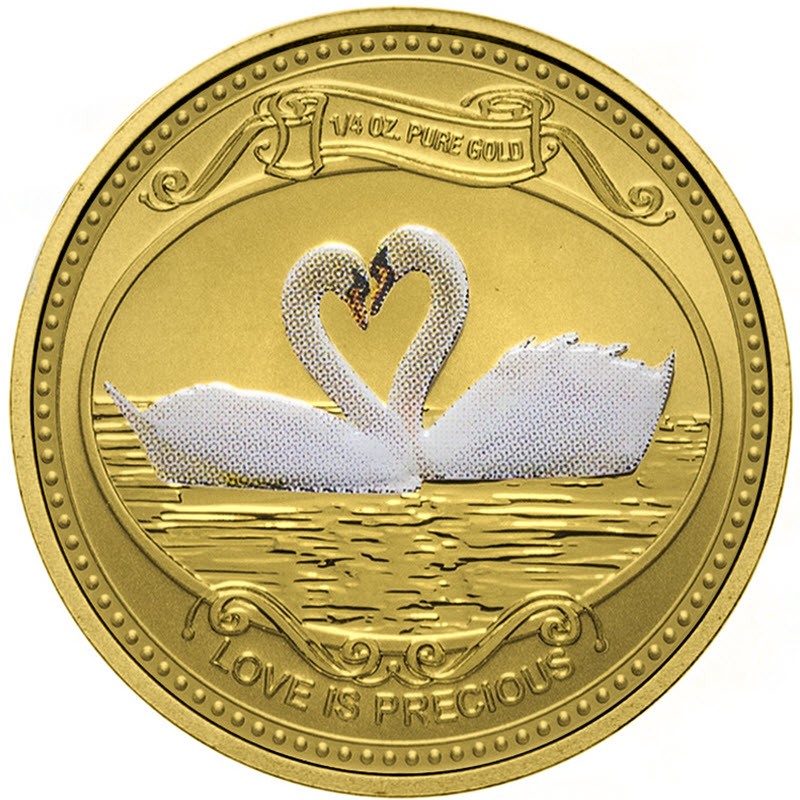 Комиссия: Золотая монета островов Кука «Любовь бесценна» 2008 г.в., 7,78 г чистого золота (проба 0,999)