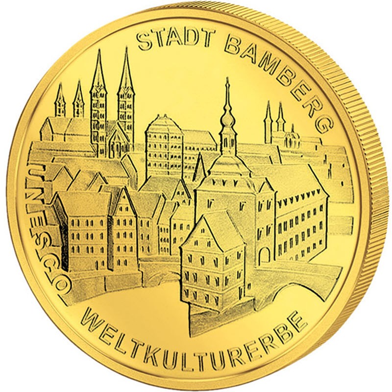 Комиссия: Золотая монета Германии «Всемирное наследие ЮНЕСКО - город Бамберг» 2004 г.в., 15,5 г чистого золота (проба 0,999)