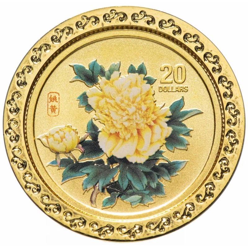 Комиссия: Золотая монета Островов Кука «Пионы» 2008 г.в., 6,22 г чистого золота (проба 0,9999)