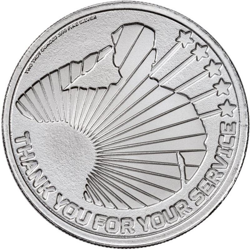 Комиссия: Серебряный жетон США «Вооруженные силы», 62,2 г чистого серебра (проба 0,999)