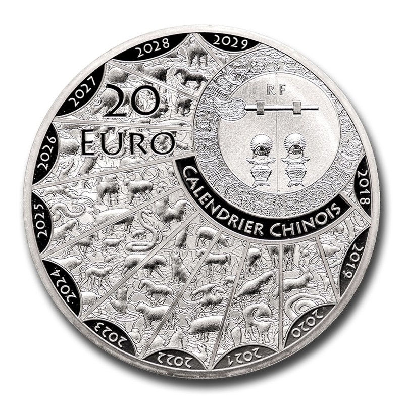 Серебряная монета Франции "Год Быка" 2021 г.в., 31.1 г чистого серебра (Проба 0,999)